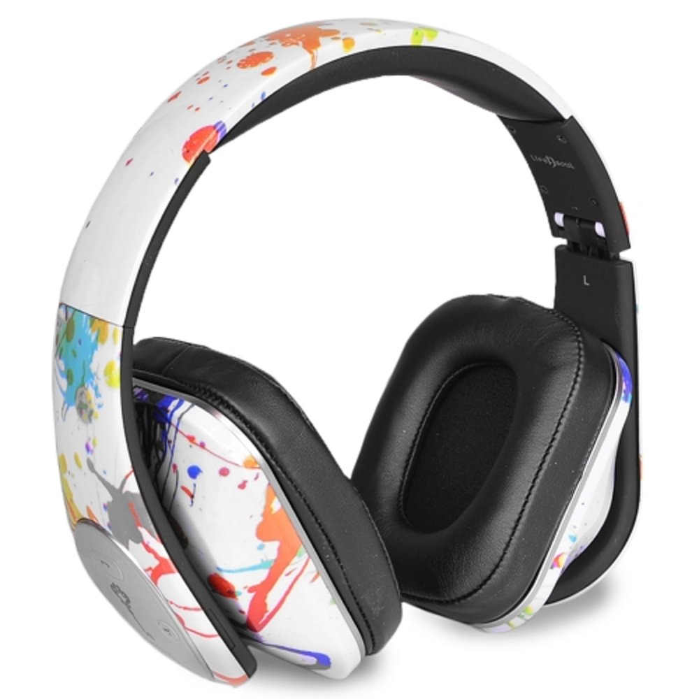 Life N Soul BN350-WSP After Romeo Wireless Bluetooth Foldable Designer Over-Ear Headphones w/Built-in Mic (White Spread)