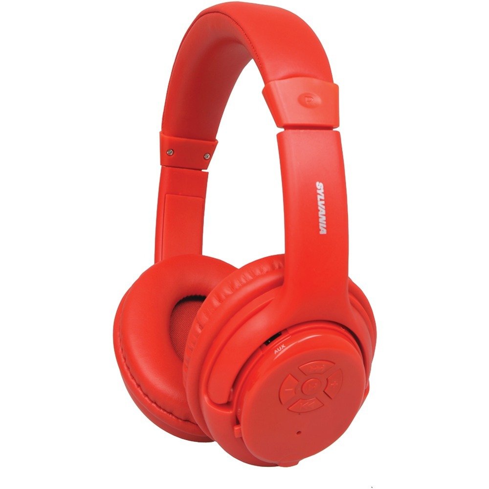 SYLVANIA SBT235-RED Bluetooth(R) Wireless Headphones with Microphone (Red)