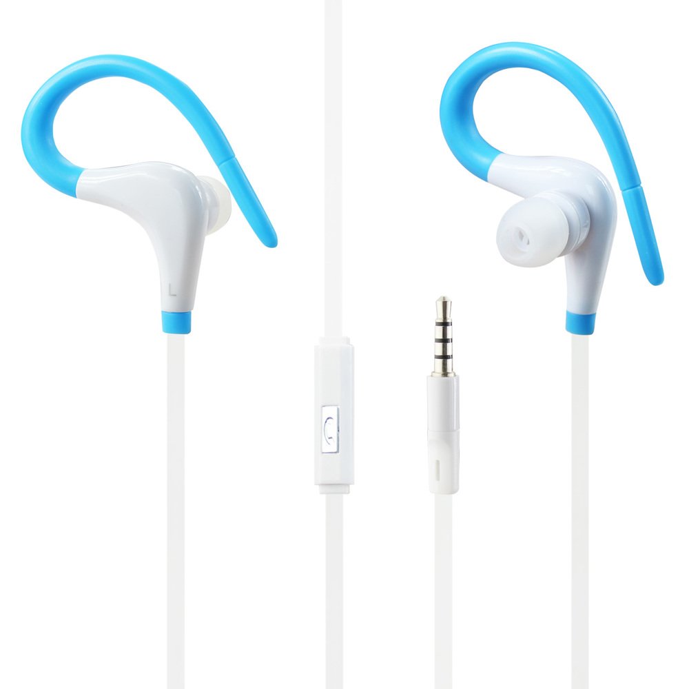 Reiko REIKO 3.5MM UNIVERSAL SPORT STEREO EARPHONES WITH TANGLE FREE FLAT CABLE AND MIC IN BLACK