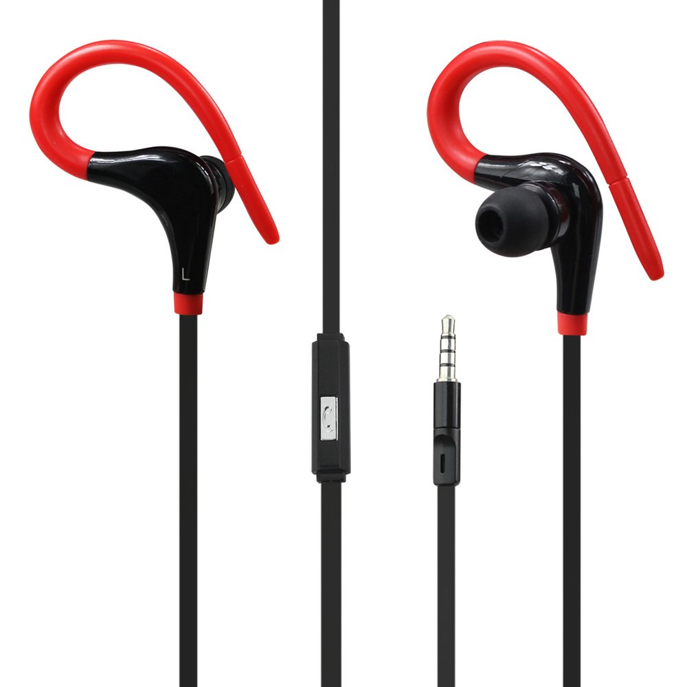 Reiko REIKO UNIVERSAL SPORT STEREO HEADPHONES WITH TANGLE FREE FLAT CABLE AND MIC IN RED
