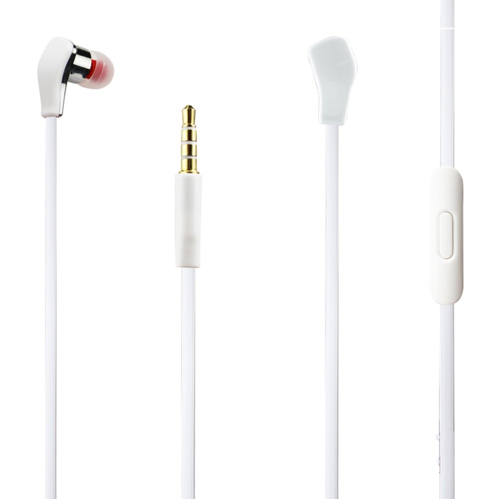 Reiko REIKO COLORFUL IN EAR HEADPHONES WITH TANGLE FREE CABLE AND MIC IN WHITE