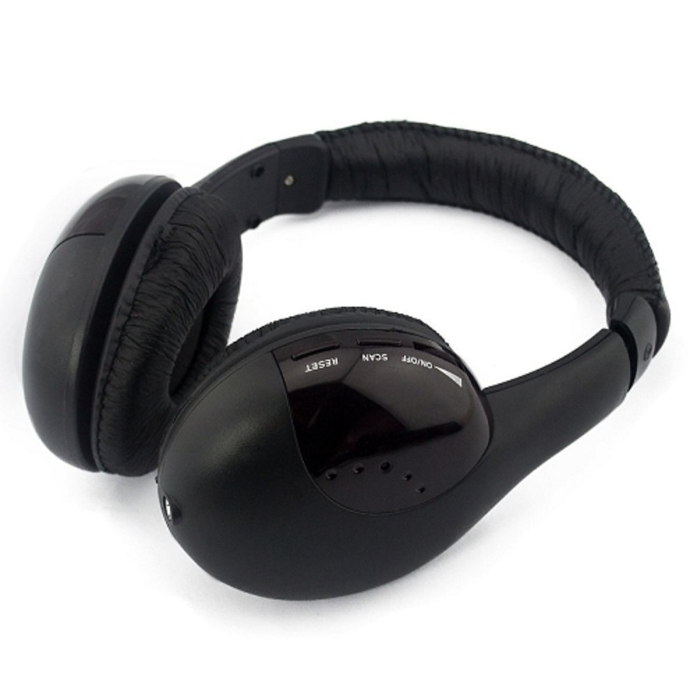 S-XBS 5-in-1 Wireless Headphones w/Microphone Emitter & FM Radio - Listen to Music Chat Online & Monitor Other Rooms!