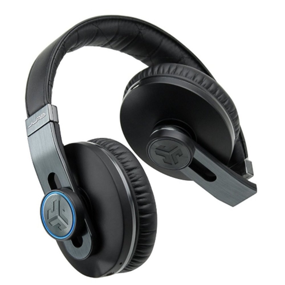 JLab Omni Folding Bluetooth Wireless On-Ear Stereo Headphones w/Inline Mic Controls & Tangle-Free Flat Cable (Black)