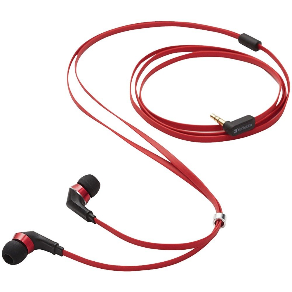 VERBATIM 99209 Tangle-Free Earphones (Red/Black)