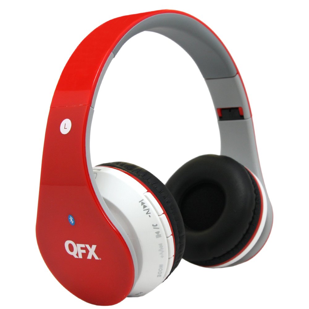 QFX Bluetooth Stereo Headphones-RED